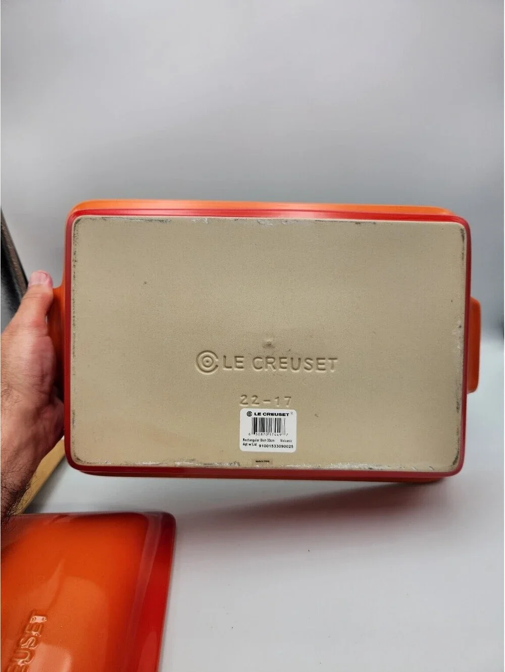 Le Creuset Volcanic Orange Rectangular Baking Dish with Lid 4qt Stoneware - O4